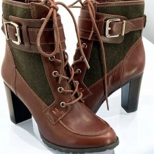 ANTONIO MELANI Lace-Up Brown Heeled Boots
